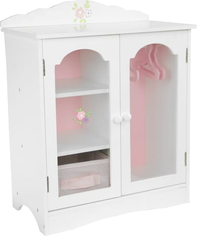 Teamson Kids Garderobe met 3 Hangers Voor 18" Poppen - Accessoires Voor Poppen - Kinderspeelgoed - Roze/Wit