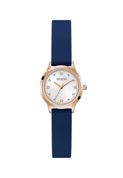 Guess Elle Quartz Analoog Horloge Blauw Behuizing: 100% Roestvrij Staal| Armband: Siliconen 26 mm U1477L2M, U1477L4M