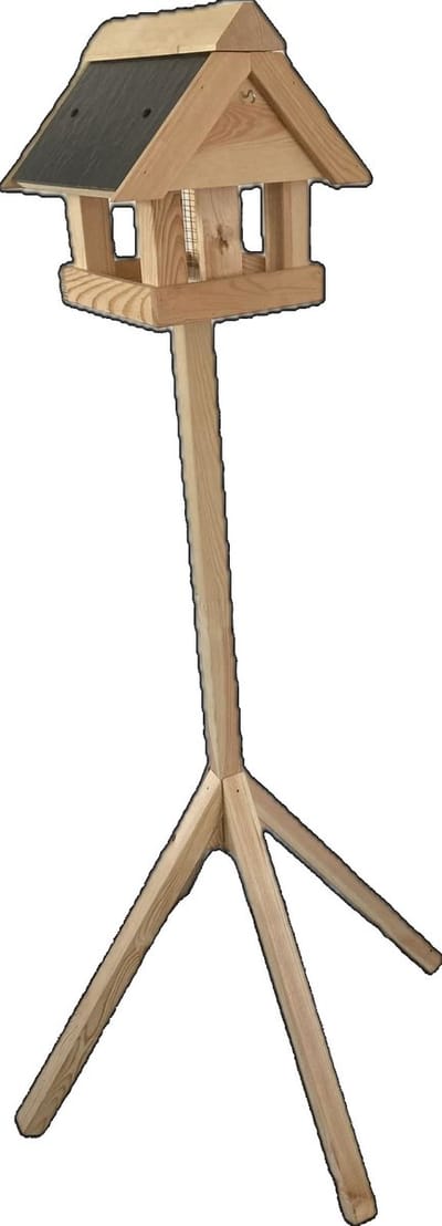 GARDEN SPIRIT Vogelhuisje op paal - 162 cm hoog - stenen dakje - voedersilo