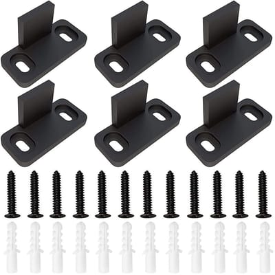 Dailygoods- Deurgeleiding 6-delig - Verstelbare Vloergeleiding - Zwarte Geleidingsclip - Slagvast POM - Stil Glijden - Inclusief Schroeven - Deurbeslag