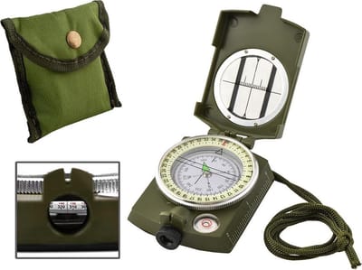 BukkitBow - Militair Kompas - Professioneel Metalen Kompas – Geschikt voor Outdoor / Surivival / Scouting set - Met Opberg Etui - Groen