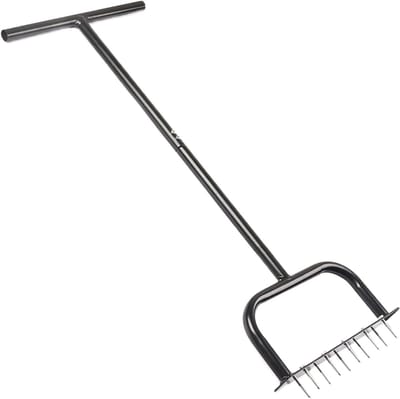 Gazon Beluchter - Gras Prikker - Gazon Onderhoud - T-vormig Handvat - 83 cm Lengte - Zwart