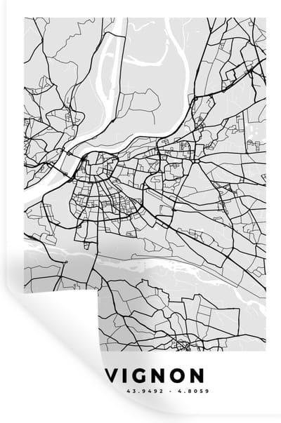 Muurstickers - Sticker Folie - Frankrijk - Plattegrond - Kaart - Avignon - Stadskaart - 20x30 cm - Plakfolie - Muurstickers Kinderkamer - Zelfklevend Behang - Zelfklevend behangpapier - Stickerfolie