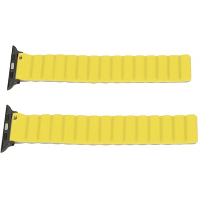 2 stuks Siliconen Magnetische Horlogeband Verstelbaar voor IWatch Series 7 6 5 4 3 2 1 SE 42 44 45mm Grey Yellow yellow