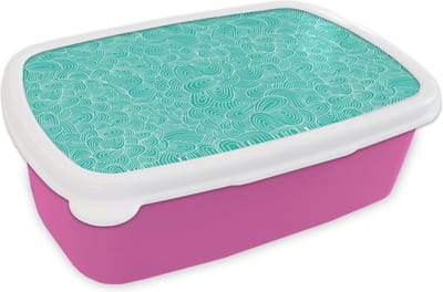 Broodtrommel Roze - Lunchbox - Brooddoos - Patronen - Water - Zee - 18x12x6 cm - Kinderen - Meisje