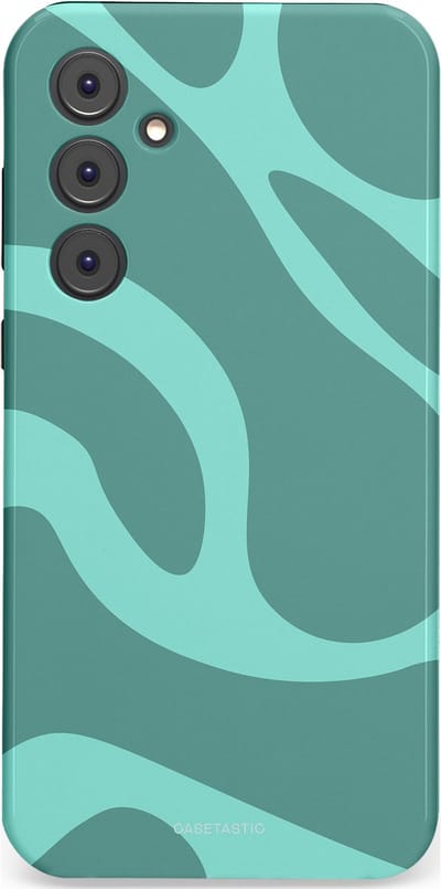 Casetastic Hoesje Geschikt voor Samsung A35 - Stijlvolle Beschermende Duo-layer Case - Aqua Golven