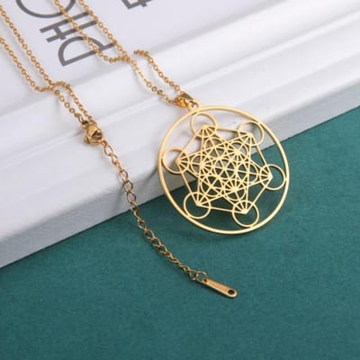 RVS Engel Zegel Aartsengel Metatron Ketting Vrouwen Mannen Geometrisch De Geheimen van de Kabbalisten Tuin Salomo Sieraden gray