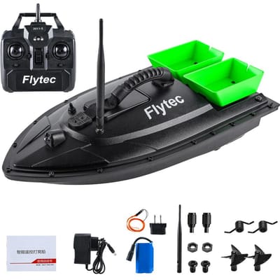 Flytec bateau à appâts de pêche 500m bateau à appâts télécommandé double moteur détecteur de poisson RC 1.5KG chargement avec US Plug vert