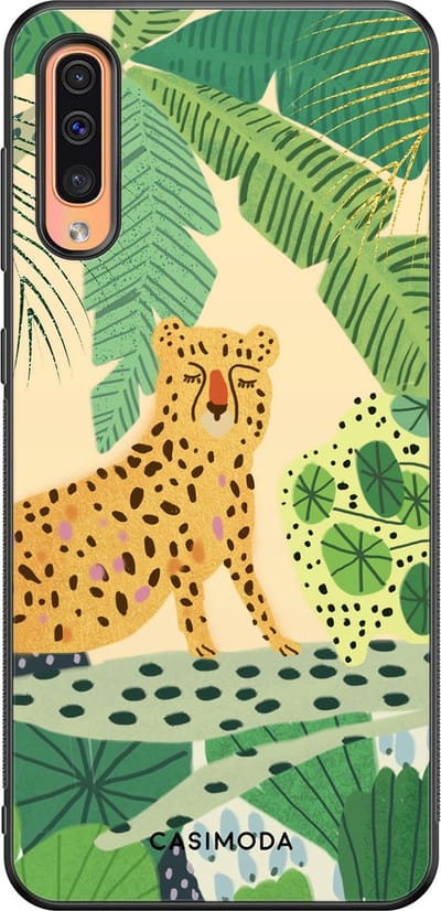 Casimoda® hoesje - Geschikt voor Samsung Galaxy A50 - Jungle Luipaard - Zwart TPU Backcover - Luipaardprint - Groen