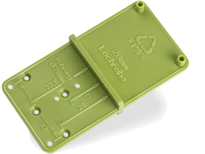 SOTECH Boormal EasyGreen voor het boren van Ø 26 en 35 mm potten 32 gatenrijen en excentrische montagehulpstukken
