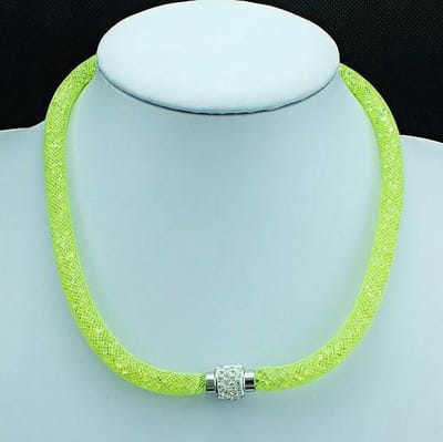 Fako Bijoux® - Ketting - Sterrenstof - Disco Dots - Geel/Wit