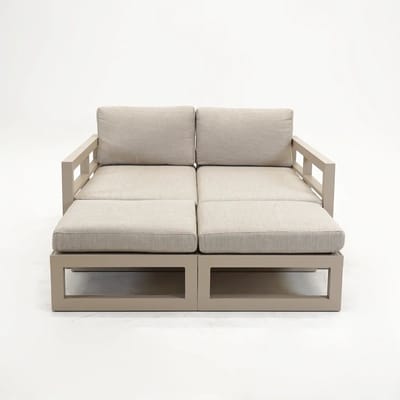 Vita Grosso 4-zits bank + 2x hocker beige