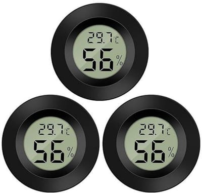 GELLDG 3 Stuks Digitale Hygrometer Thermometer - Mini Temperatuur- en Vochtigheidsmeter - 4,4x1,5cm - Draadloos met °C/°F Schakelfunctie - Geschikt voor Binnenruimte, Kas en Woonkamer - Batterijgevoed - Kunststof