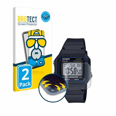 BROTECT - Screenprotector voor Casio Unisex W-800H-1BVES - Folie Beschermfolie matte volledig dekking 2 Stuks
