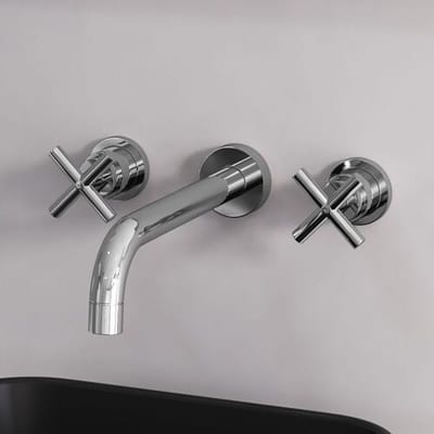 Kronenbach Zeta 2.0 three-hole UP washbasin mixer projection 24.5 cm 534809CRKB