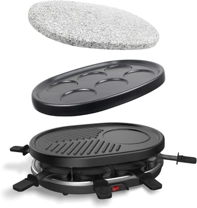 TIM® Gourmetstel 8 Personen - Tafelgrill - Grillplaat - Zwart - 35cm x 25cm x 12cm