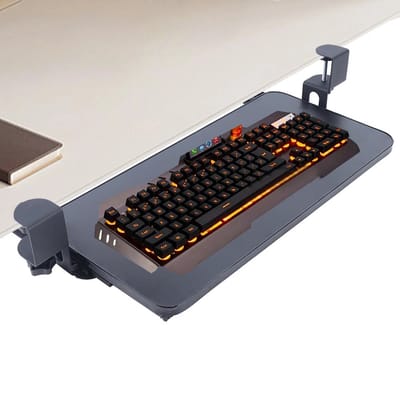Tumex - Toetsenbord Houder - Toetsenbord Lade - Toetsenbord Standaard - 52x25cm - Verstelbare Hoogte 0,5-8cm - Stevige Klembevestiging