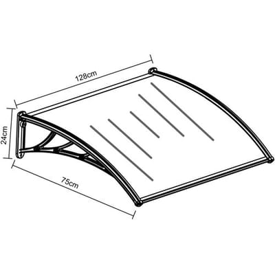AXI Lux Deur- en Verandaluifel Zwart – 128 x 75 x 24 cm – Transparant Polycarbonaat – Aluminium Frame – UV-bescherming – Inclusief Montagemateriaal