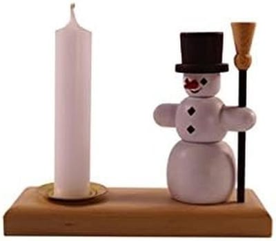 Kandelaar Sneeuwman - Kaarshouder Hout - Sfeerverlichting Huis - Echt Ertsgebergte Handwerk - 9 cm - Meerkleurig
