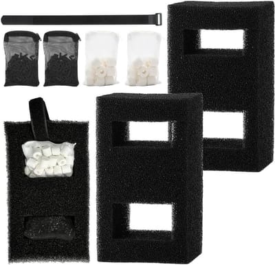 Set van 2 aquariumfiltermedia voor 15 gallon aquaria, 3-traps filtersysteem met actieve kool, keramische ringen en schuimfilter