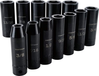 Diep Slagsleutelset SAE 1/2 inch Aandrijving 12-Delig Stekkerdozenset