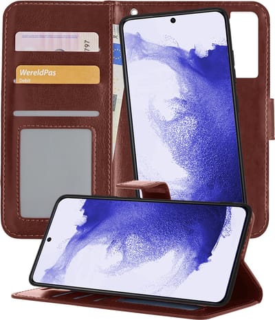 Hoesje - 2 in 1 - Geschikt voor Samsung Galaxy S22 - Met Uitneembare Hard Cover - Kunstleer - Bookcase - Wallet Case - Met Pasjeshouder - Book Case - Uitneembaar - Pashouder - Telefoonhoes - Bruin