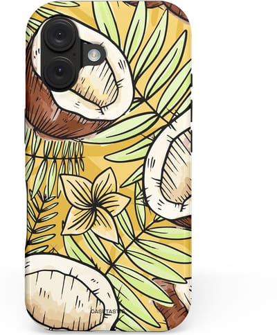 Casetastic hoesje geschikt voor Apple iPhone 16 - MagSafe - Dubbellaagse bescherming - Zonnige Kokos Stijl - Fashion Case - Taupe Goud Donkergrijs Saliegroen