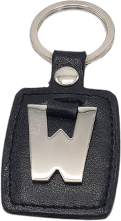 Deco4yourhome® - Sleutelhanger - Zilver/Zwart - Letter W - Kunstleer - Metaal