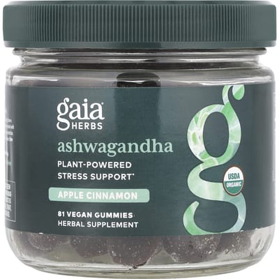 Gaia Herbs, Ashwagandha Gummies, Appel Kaneel, 81 Vegan Gummies