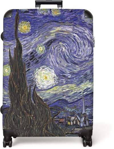 NoBoringSuitcases.com® - Koffer groot - Reiskoffer lichtgewicht - Van Gogh - Sterrenhemel - Kunst - Oude meesters - Blauw - Rolkoffer met 4 wielen - Grote trolley XL - 98 liter bagage