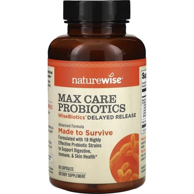 NatureWise, Max Care Probiotic, WiseBiotics Vertraagde Afgifte, 60 Capsules