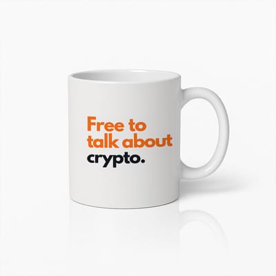Koffiemok 330ml – Vrij om over Crypto te Praten – Grappige Cryptomunt Liefhebber Cadeau Beker voor Handelaren en Investeerders