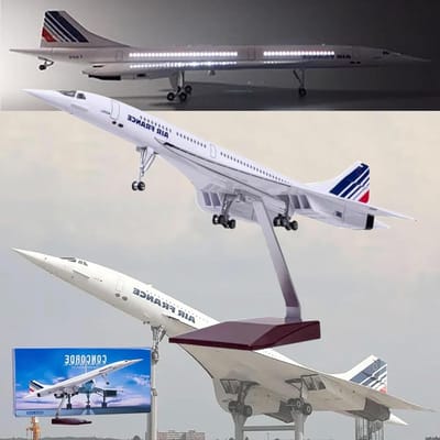 Vliegtuigmodel Concorde - Schaalmodel Vliegtuig - Verzamelen en Decoratie - Gedetailleerd Hars Model - 50 cm Lengte - Wit