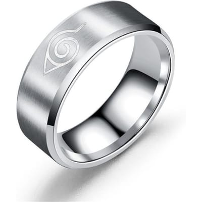 Nieuwe Blad Ring Konoha Uzumaki Symbool Logo Teken Sasuke Itachi Ninja Mode Titanium Staal Anime Sieraden Cosplay Vrouwen Mannen Cadeaus 8 gray