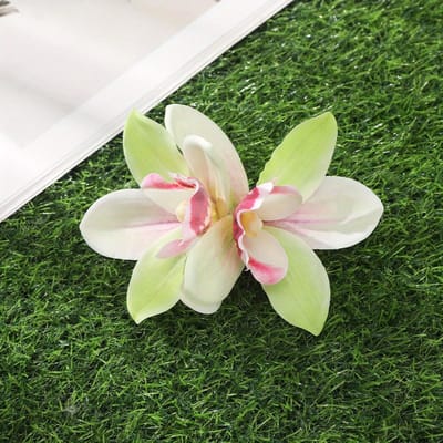 Orchidee Haarclip Gesimuleerde Bloem Kleine Haarspeld Bruids Barrette Strandbruiloft Dames Vakantie Bloemige Haarclip Haaraccessoires One size