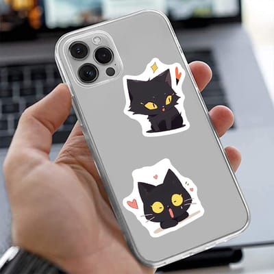 100 Zwarte Kat stickers - 3,5x3,5CM - geschikt voor kinderen - Katten stickers - Dieren/Poezen