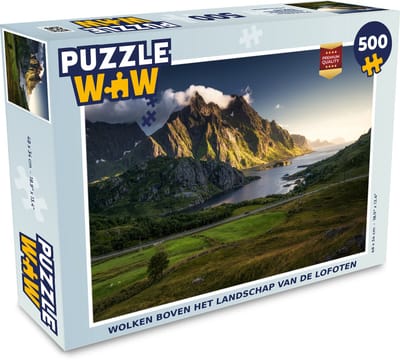 Puzzel Wolken boven het landschap van de Lofoten - Legpuzzel - Puzzel 500 stukjes