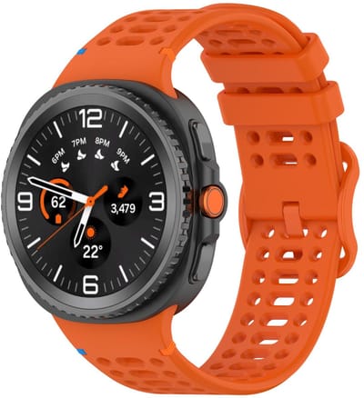 Siliconen bandje - geschikt voor Samsung Galaxy Watch 8 (40mm) / Galaxy Watch 8 (44mm) / Galaxy Watch 8 Classic - gaatjes met gespsluiting - oranje
