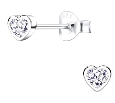 Joy|S - Zilveren petit hartje oorbellen - 4 mm - zirkonia - oorknopjes voor kinderen