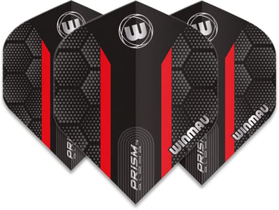 Winmau Prism Alpha Extra Thick Black & Red Stripe - Dart Flights