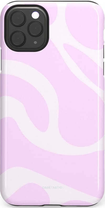 Casetastic hoesje geschikt voor Apple iPhone 11 Pro Max - Dubbellaagse bescherming - Vrolijk Roze Suikerspin Curves - Fashion Case - Lichtroze Wit