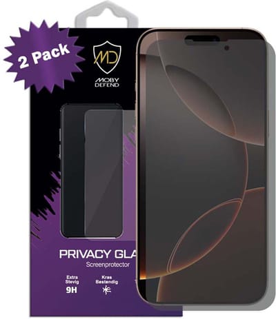 2-Pack MobyDefend Screenprotectors - Geschikt voor iPhone 16 Pro Max - HD Privacy Glass Screensavers