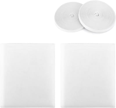 Raamhor Set van 2 - Zelfklevend Muggenscherm voor Ramen - 200 x 150 cm - Wit Insectengaas met Velcro Klittenband - Herbruikbaar Vliegengaas en Horrengaas voor Balkonraam, Slaapkamer en Camper