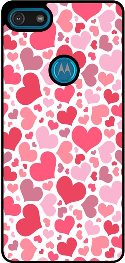 Smartphonica Telefoonhoesje Geschikt voor Motorola Moto E6 Play met Hartjes Print - Hearts Design TPU Backcover Case - Kinder Hoesje met Hartjes Design geschikt voor Motorola Moto E6 Play