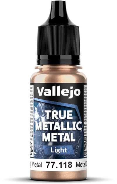 Vallejo Hobbyverf Acrylverf - 77118 True Metallic Metal - Light - Roestig Metaal - Acryl - Verf flesje - 1x 18 ml