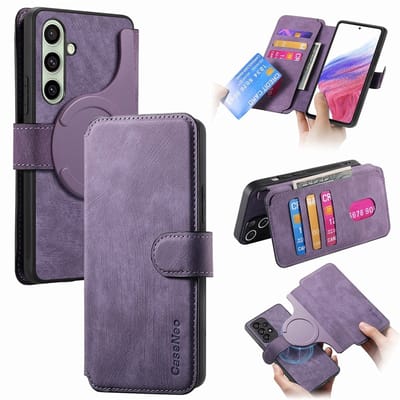 CaseNeo Hoesje - Geschikt voor Samsung Galaxy S24 FE Hoesje - CaseNeo 2-in-1 Book Case & Back Cover - Paars
