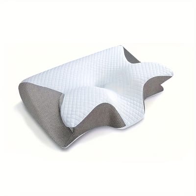 Vlinder Hoofdkussen – Orthopedisch & Ergonomisch Traagschuim Nekkussen – Anti-Snurk & Kussen – Memory Foam Slaapkussen voor Rug - kussen – Verlicht Nek- & Schouderpijn - Ademvrij Hoofdkussen,Grijs