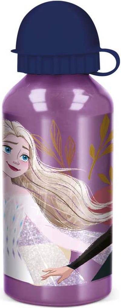 Disney's Frozen II Aluminium Drinkfles - 400 ml - Lichtgewicht – Lekvrije schroefdop – Drinkfles voor kinderen – Paars/Donkerblauw