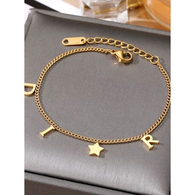 Korea Nieuwe Mode Brief Ster Hanger Armband Vrouw Eenvoudige Vintage Roestvrij Stalen Armband Luxe Sieraden Accessoires Geschenken gray