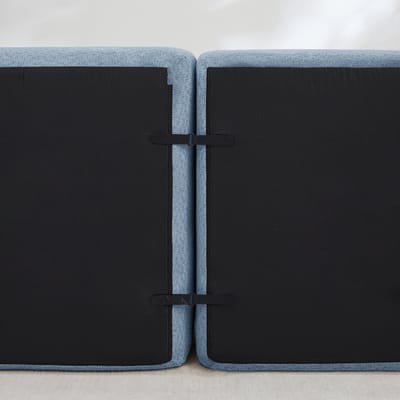DESMIU Bank 366 Cm - Modulair 4-Zits Met Ottoman En Diepe Zitting - Voor Woonkamer En Appartement - Granulair Fleece - Blauw
